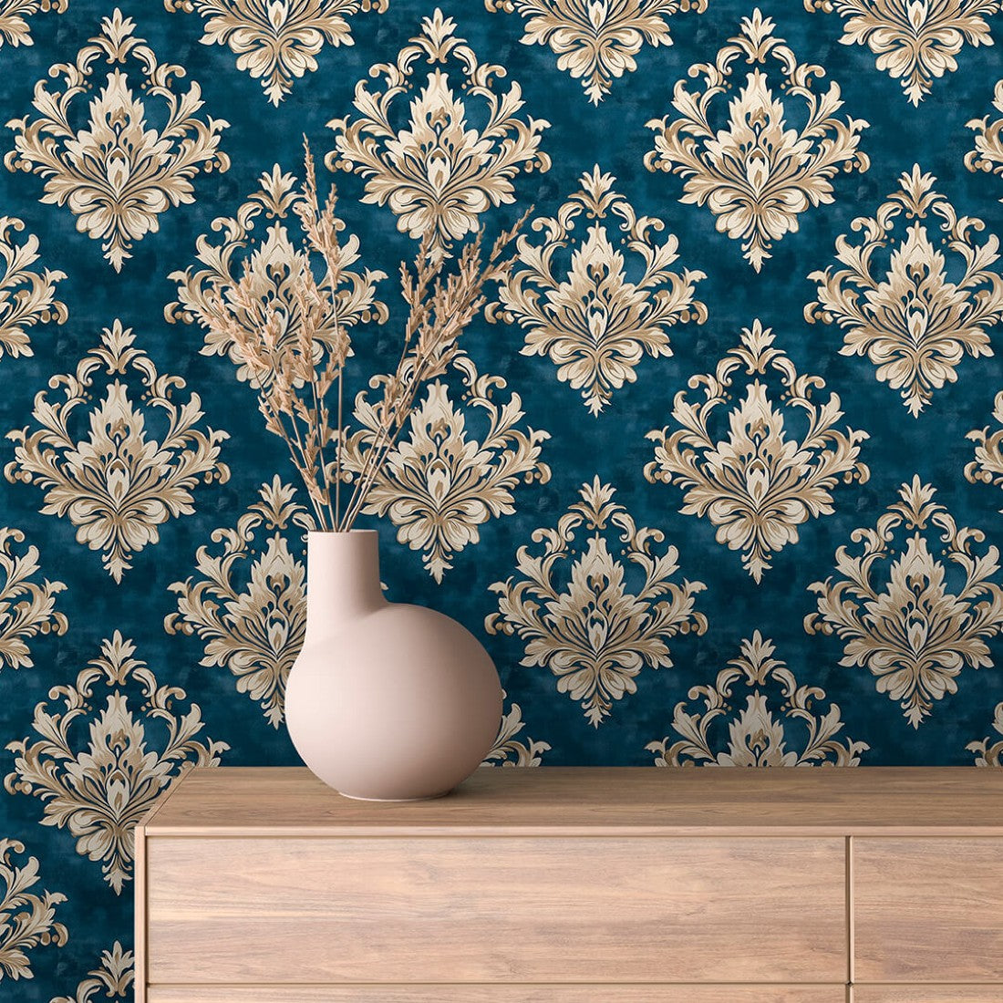Steel Blue Vintage Arabesque