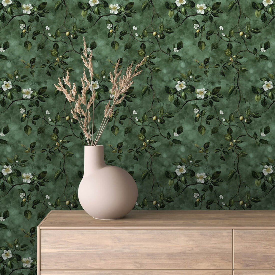 Deep Olive Garden Floral