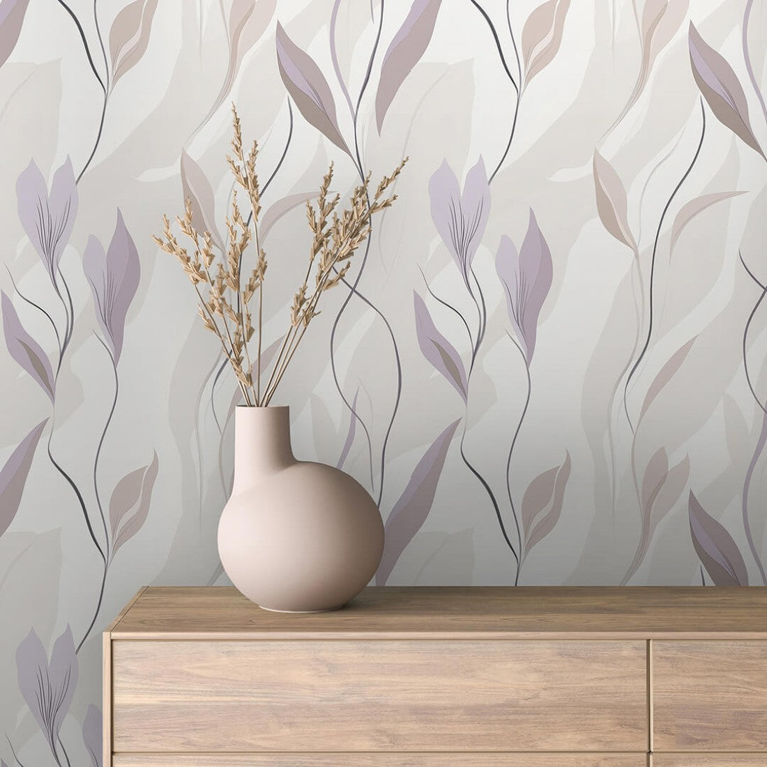 Minimal Violet Waves Floral