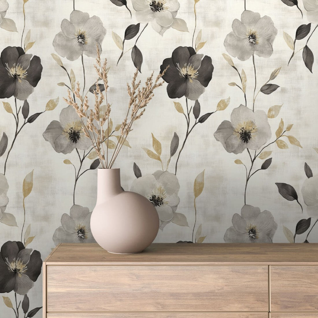 Classic Beige Gold Floral