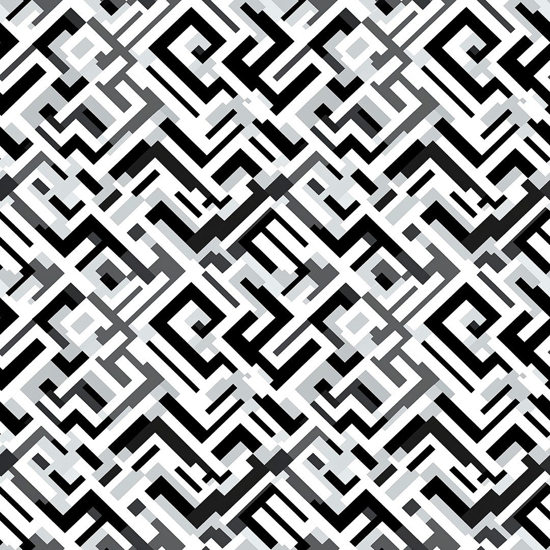 Black Interlock Lines Geometric
