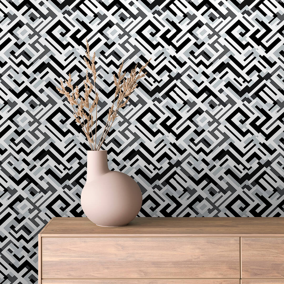 Black Interlock Lines Geometric
