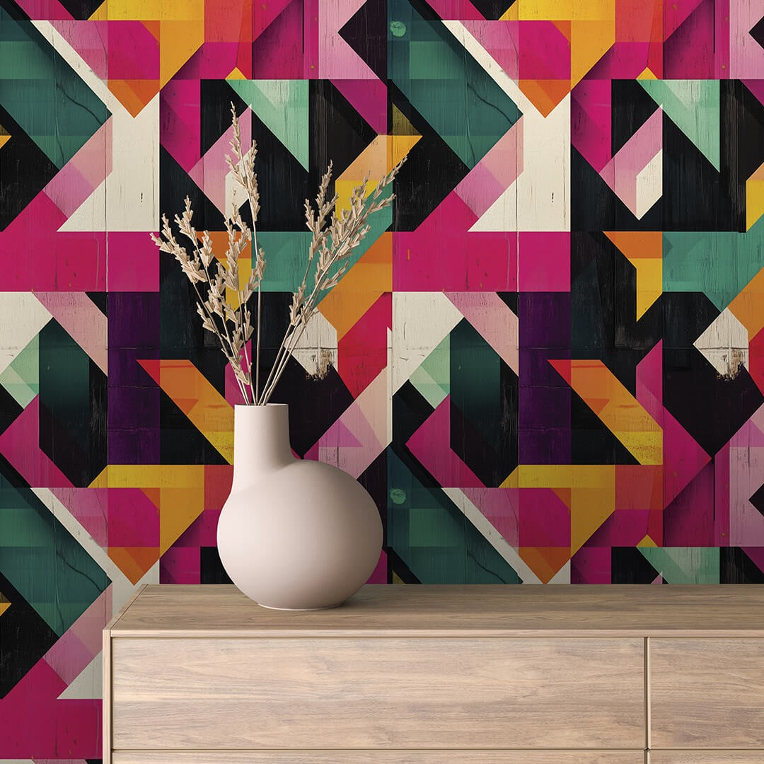 Neon Block Fusion Geometric