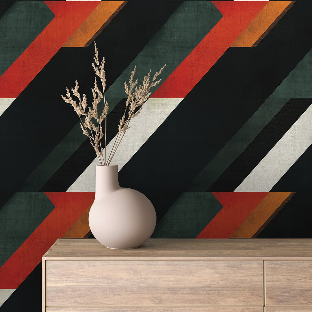 Diagonal Stripi Contrast Geometric