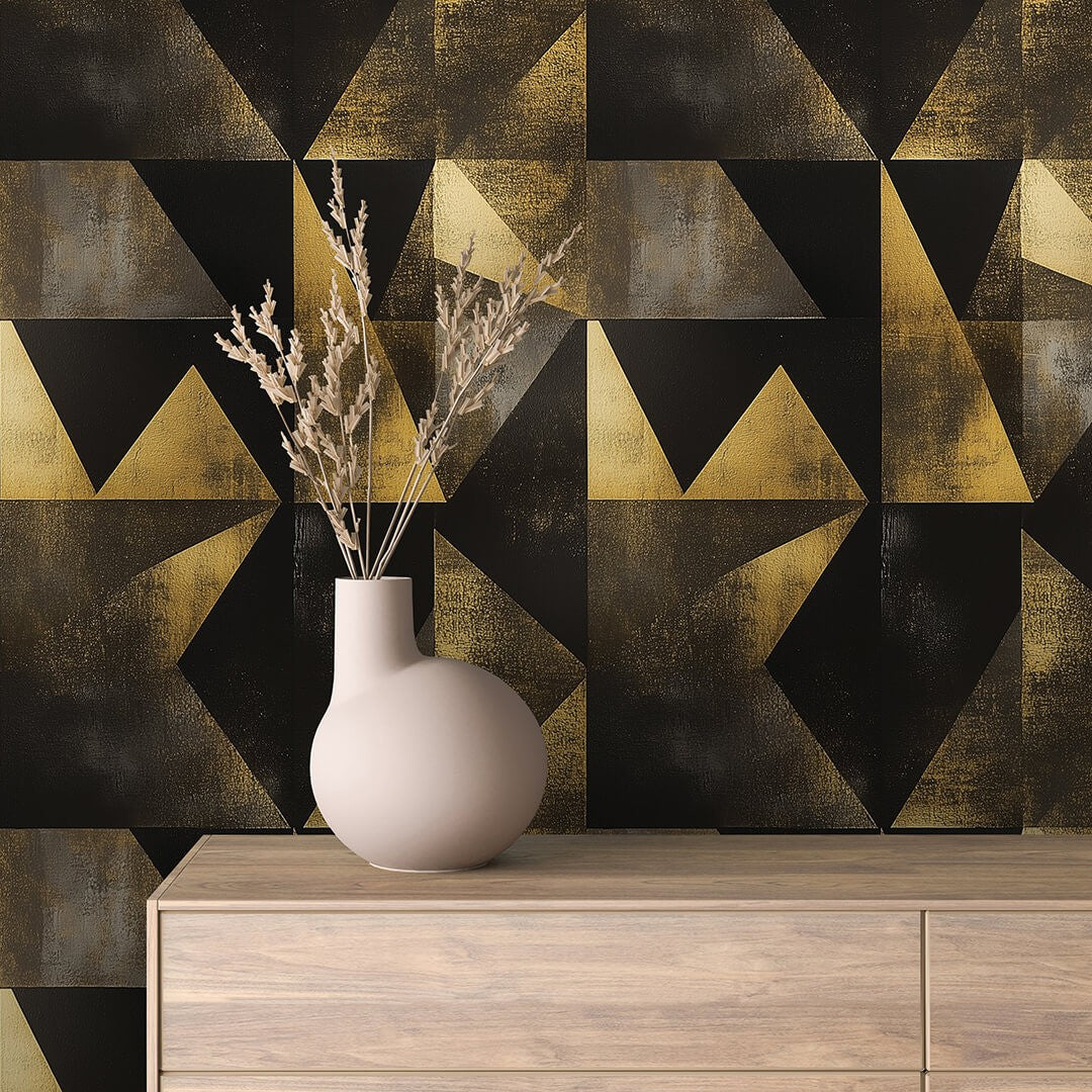 Gold Triangle Prism Geometric