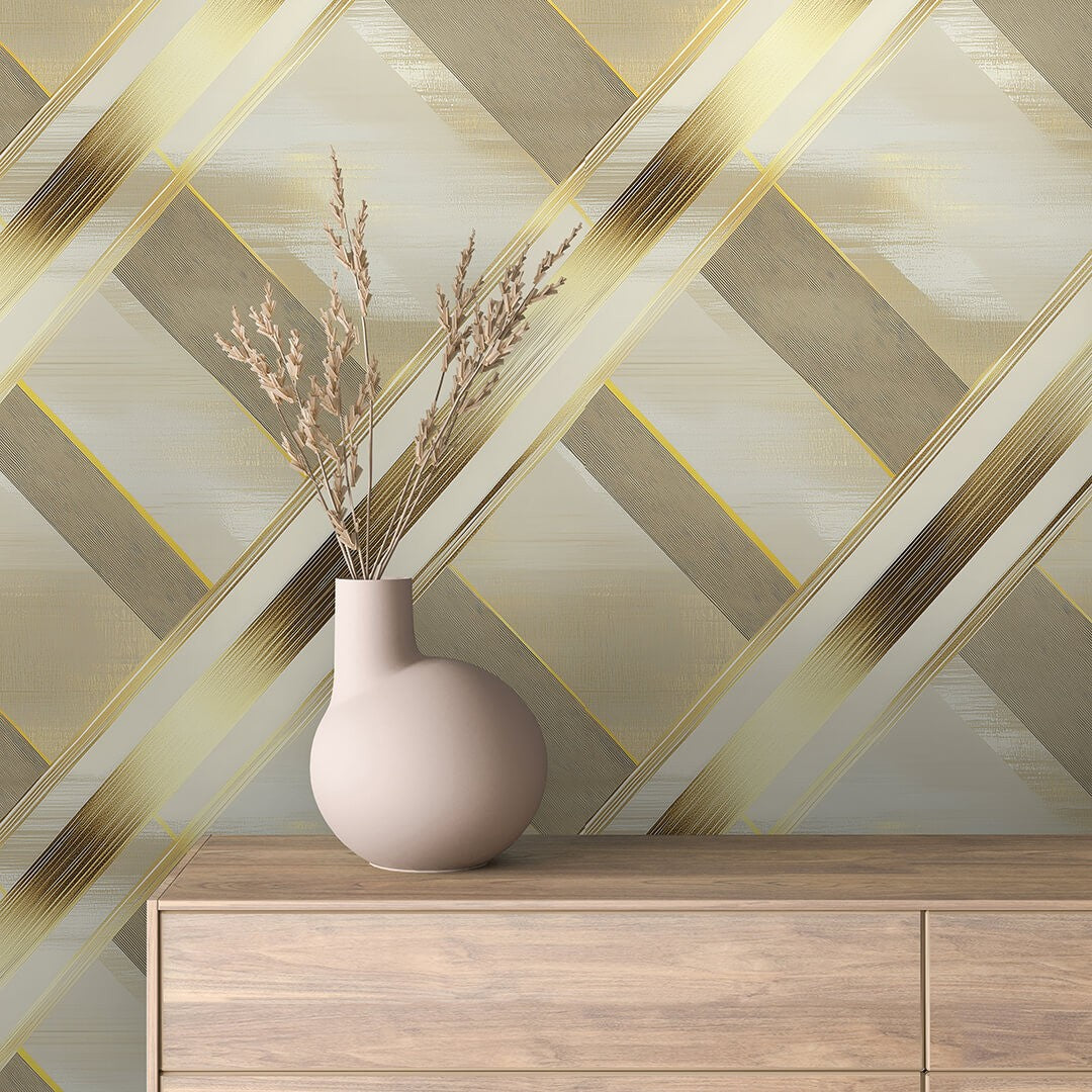 Ivory Cross Grid Geometric