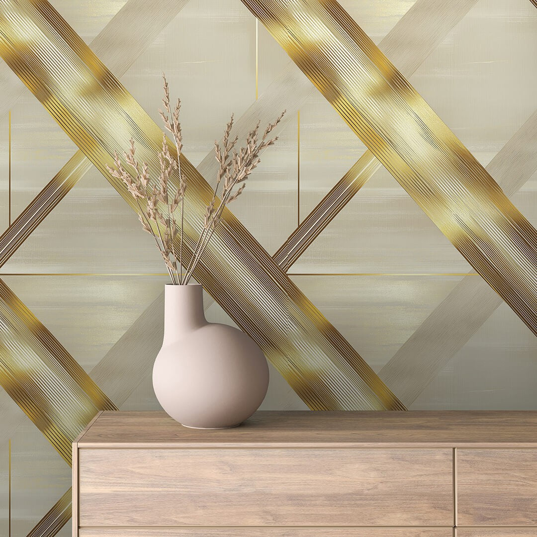 Soft Golden X Pattern Geometric