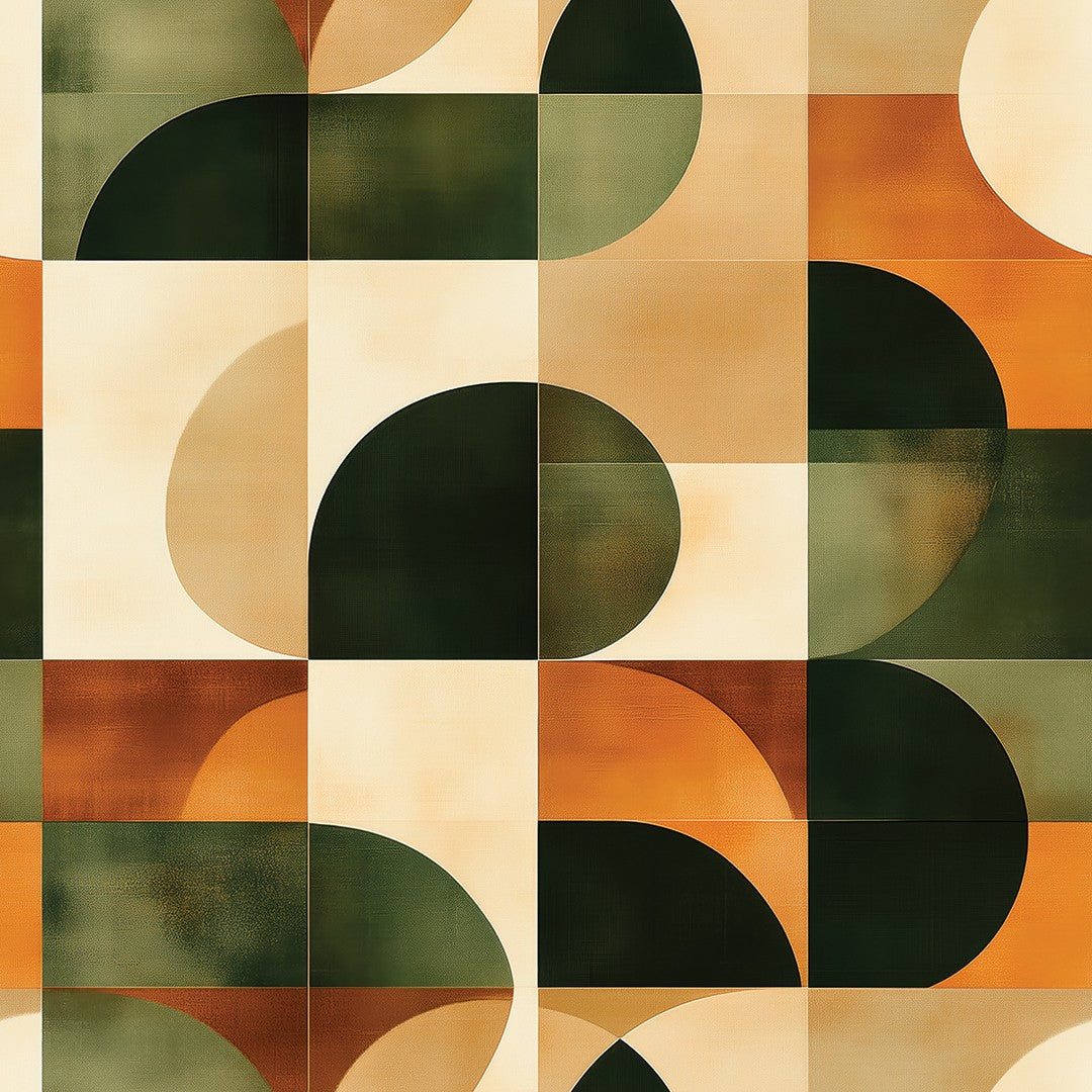 Earth Tone Arc Grid Geometric