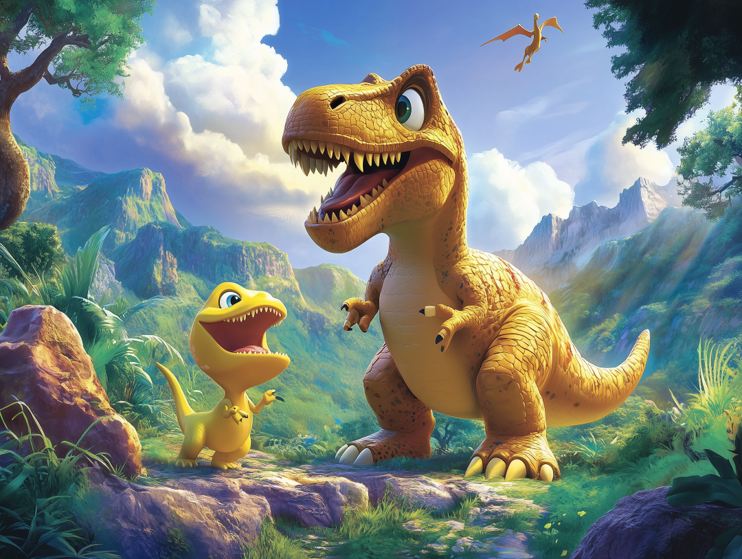 Veseli dinosaurus u prirodi