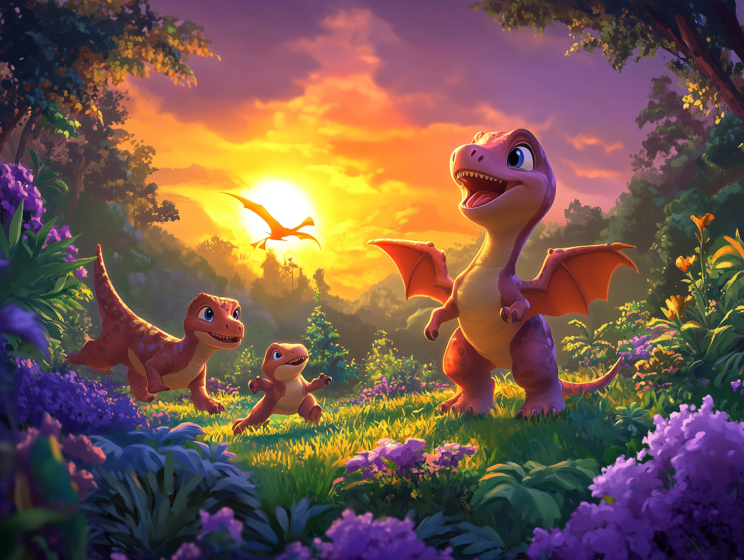 Dinosaurus u zalasku sunca