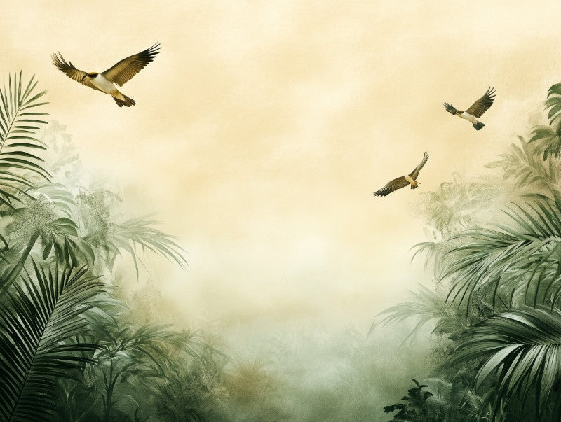 Soft Palm Birds Landscape