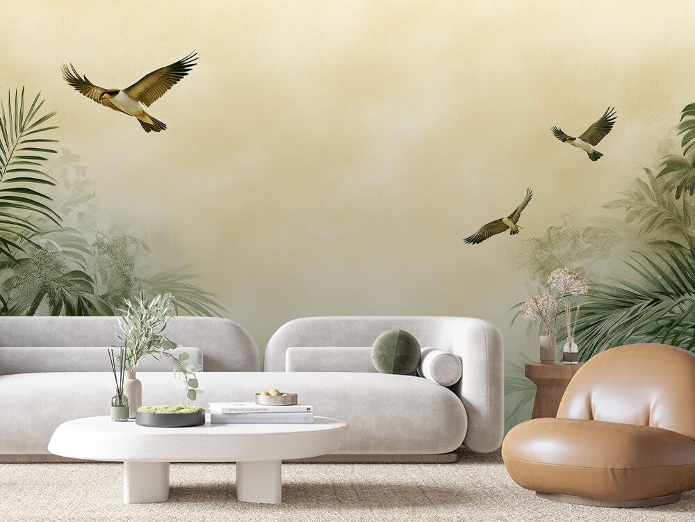 Soft Palm Birds Landscape