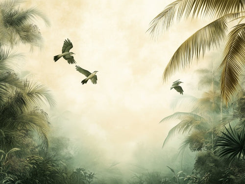 Palm Sky Birds Landscape