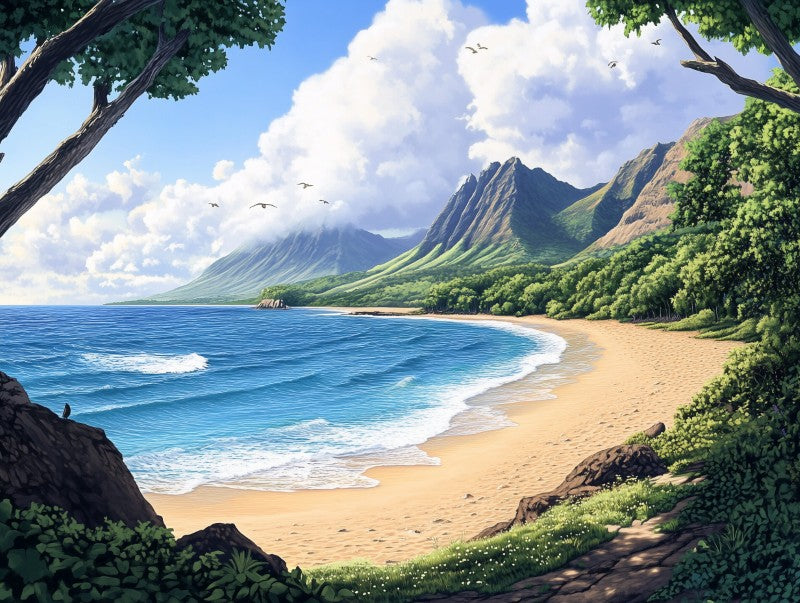 Blue Coast Beach Landscape
