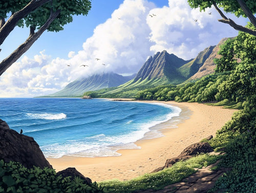 Blue Coast Beach Landscape