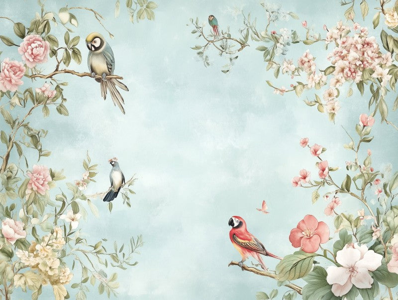 Pastel Bird Floral Landscape