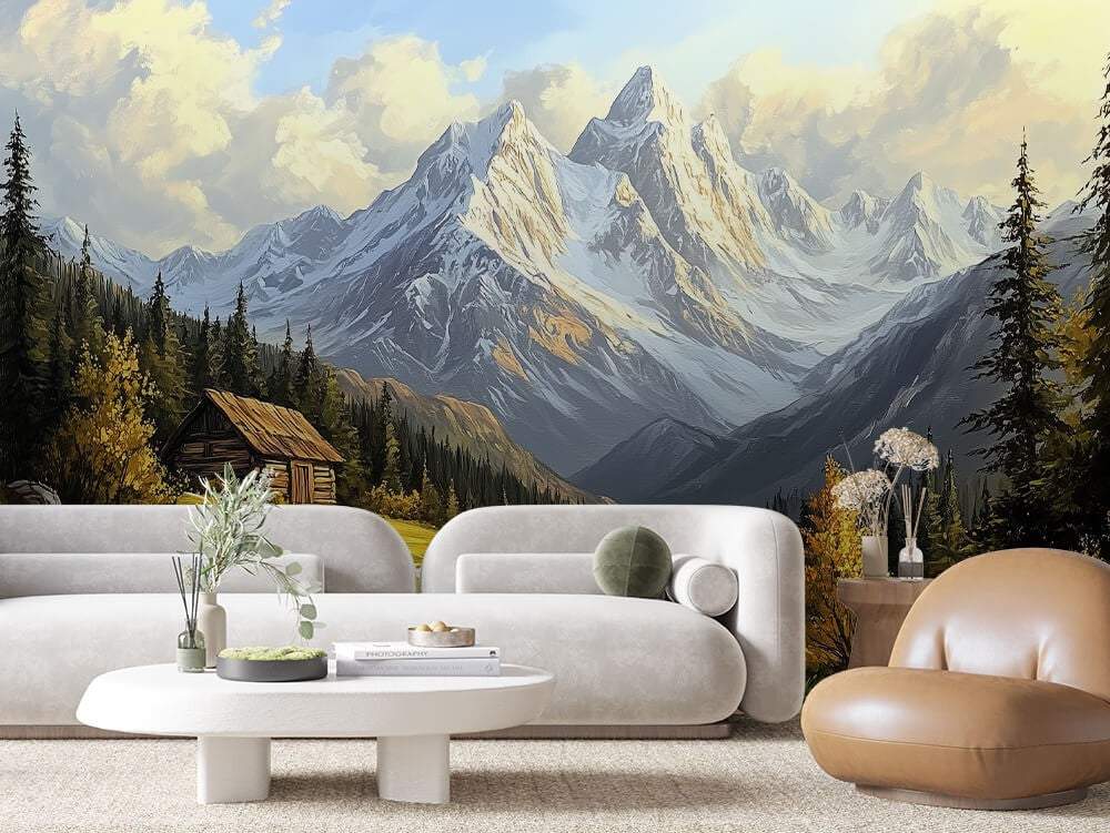Snowy Mountain Valley Landscape