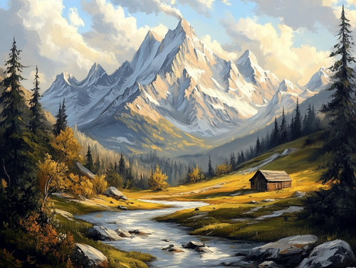 Alpine River Valley Landscape