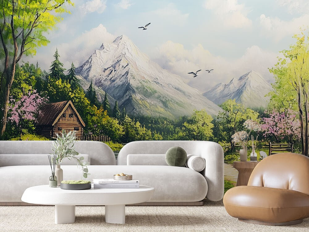 Mountain Cottage River Landscape