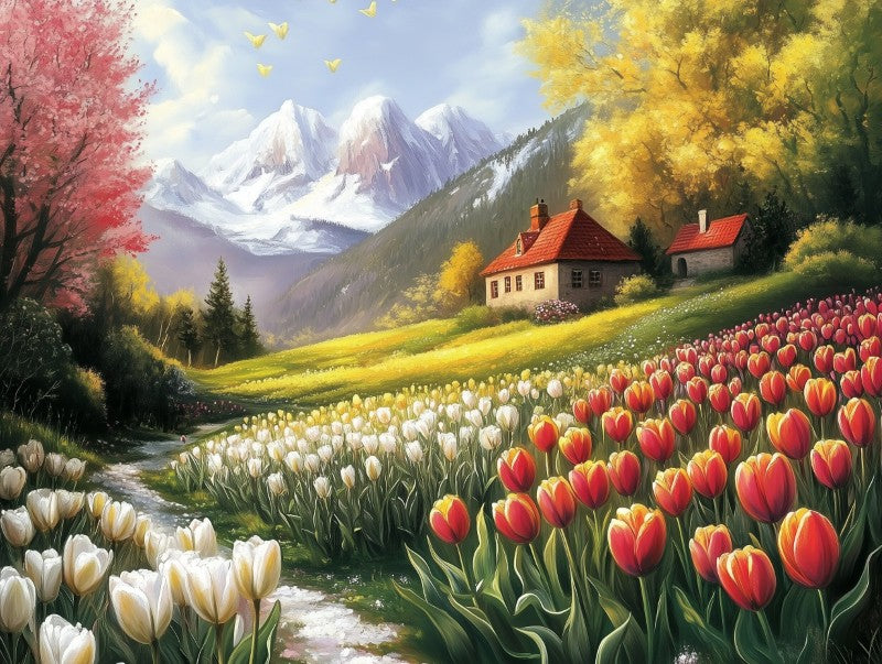 Spring Tulip Valley Landscape