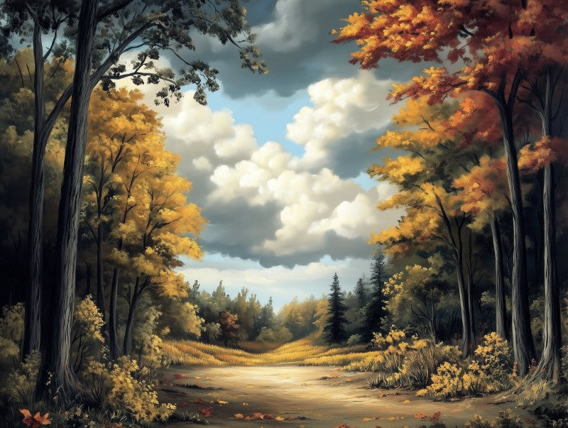 Autumn Forest Road Landscape