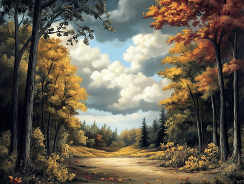 Autumn Forest Road Landscape