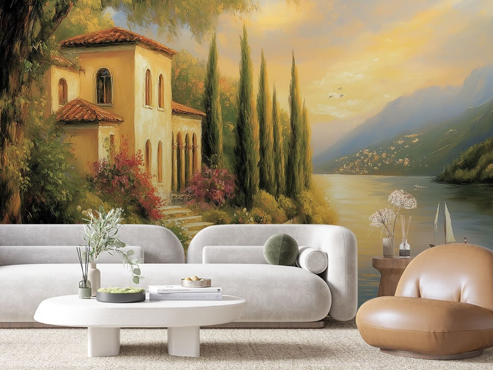 Lake Villa Sunset Landscape