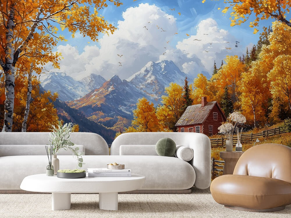 Autumn Mountain Village Landscape