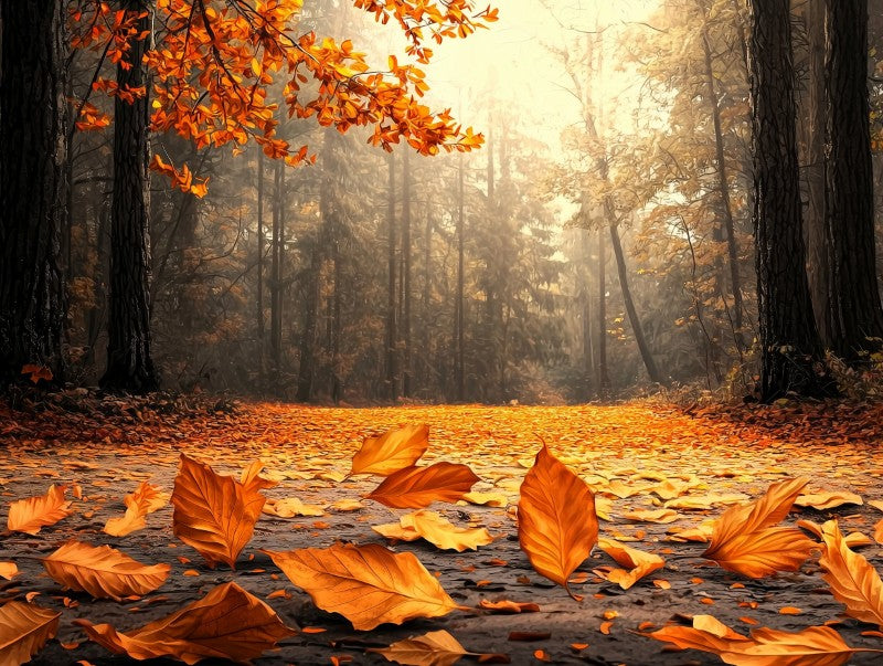 Fallen Leaves Forest Landscape