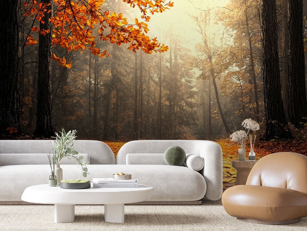 Fallen Leaves Forest Landscape