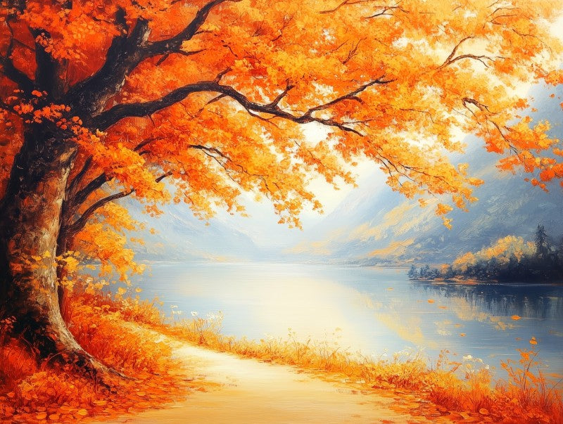Autumn Lake Glow Landscape