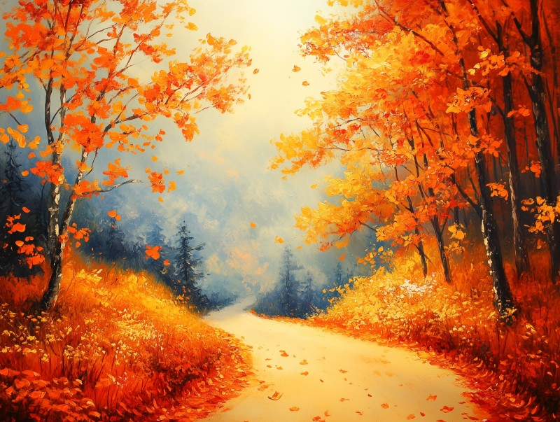 Warm Autumn Forest Landscape