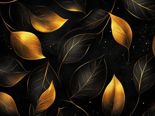 Dark Gold Leaves Pattern
