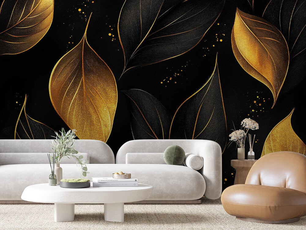 Elegant Gold Leaves Flow