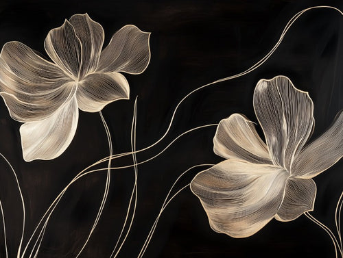 Soft Beige Leaves Outline