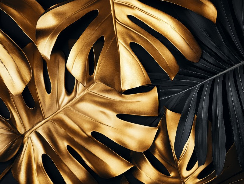 Monstera Gold Leaves Pattern