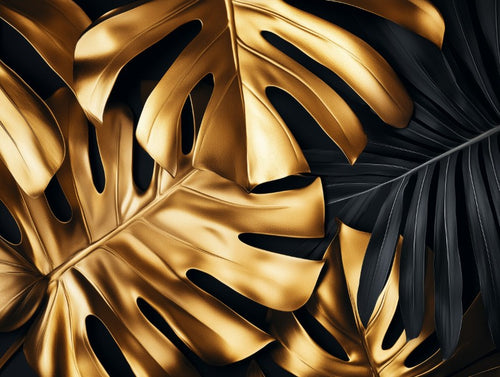Monstera Gold Leaves Pattern