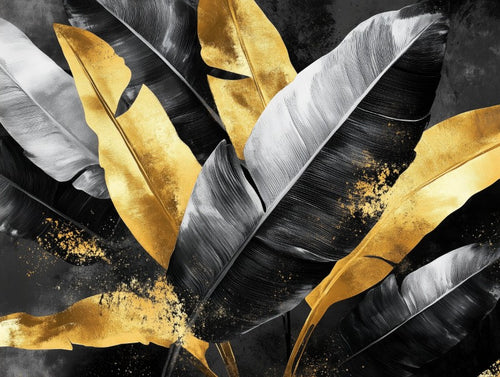 Grey Gold Leaves Texture