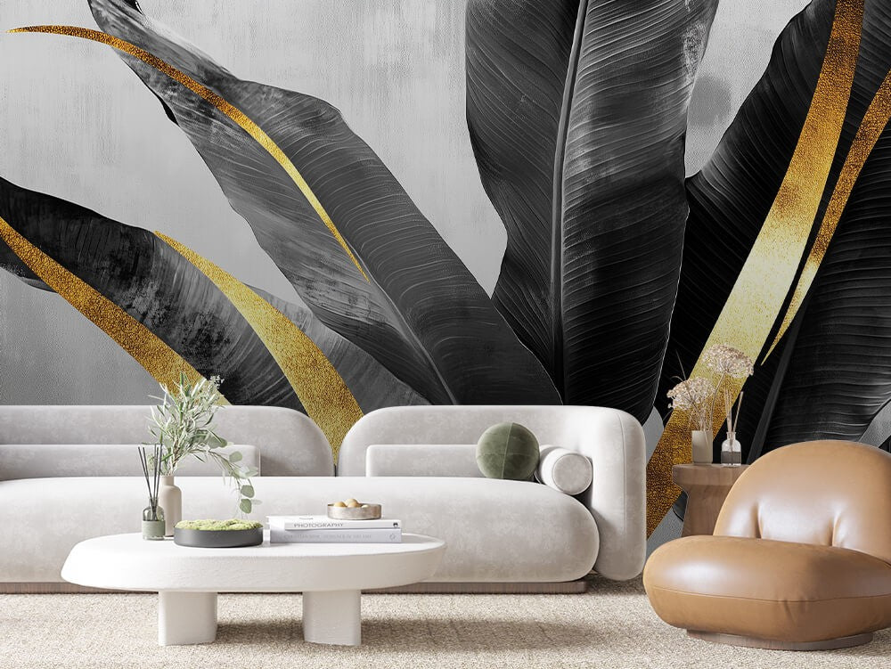 Abstract Gold Leaves Lines
