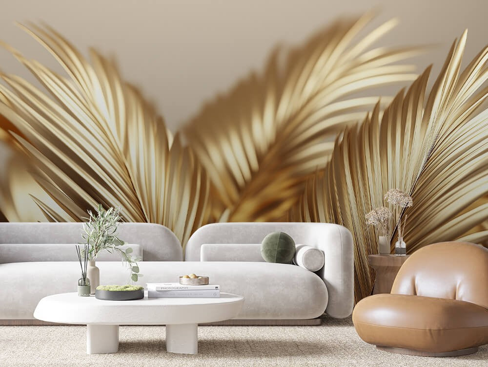 Golden Palm Leaves Texture
