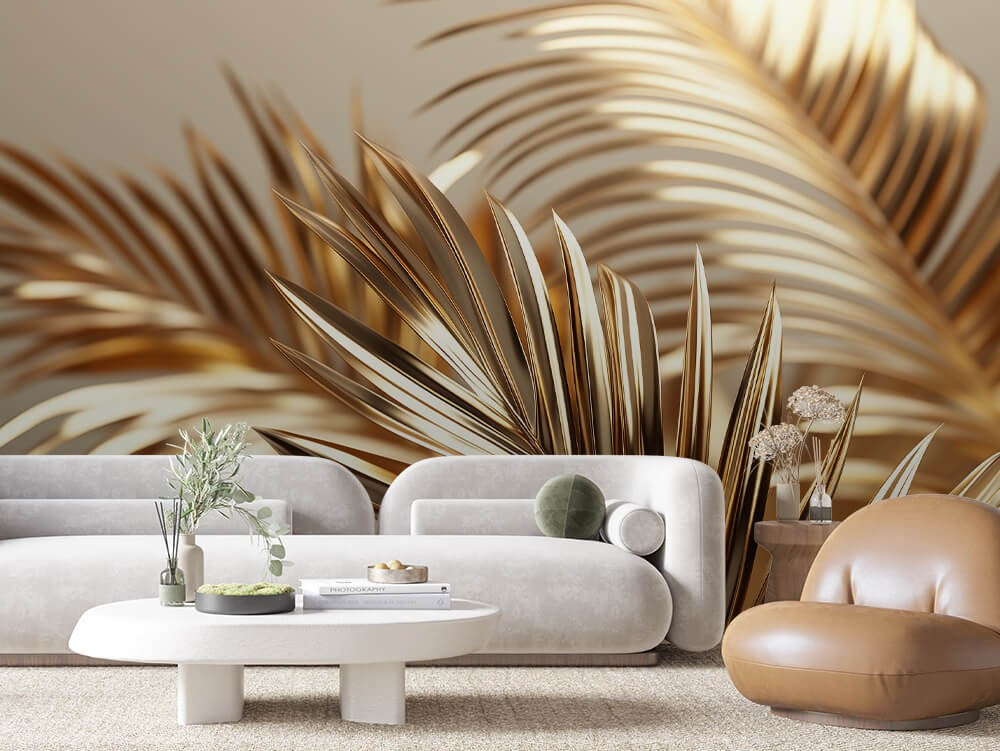 Beige Palm Leaves Pattern