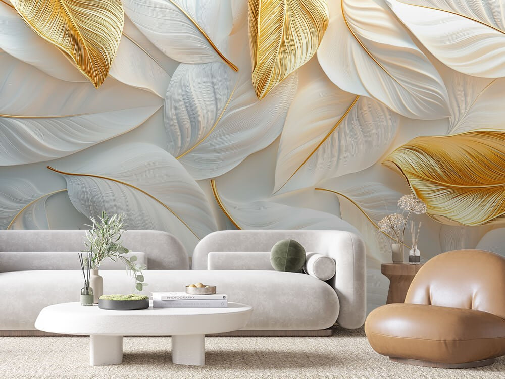White Gold Leaves Flow