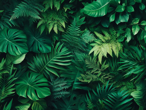Dense Green Leaves Pattern