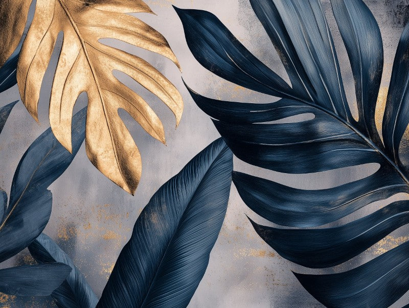 Blue Tropical Leaves Design