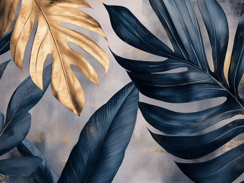 Blue Tropical Leaves Design