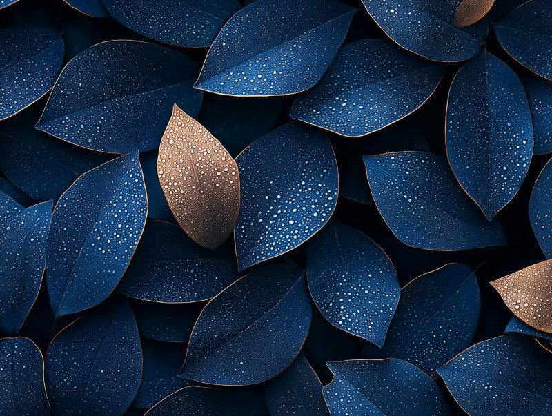 Deep Blue Leaves Pattern