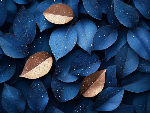 Blue Leaves Gold Touch