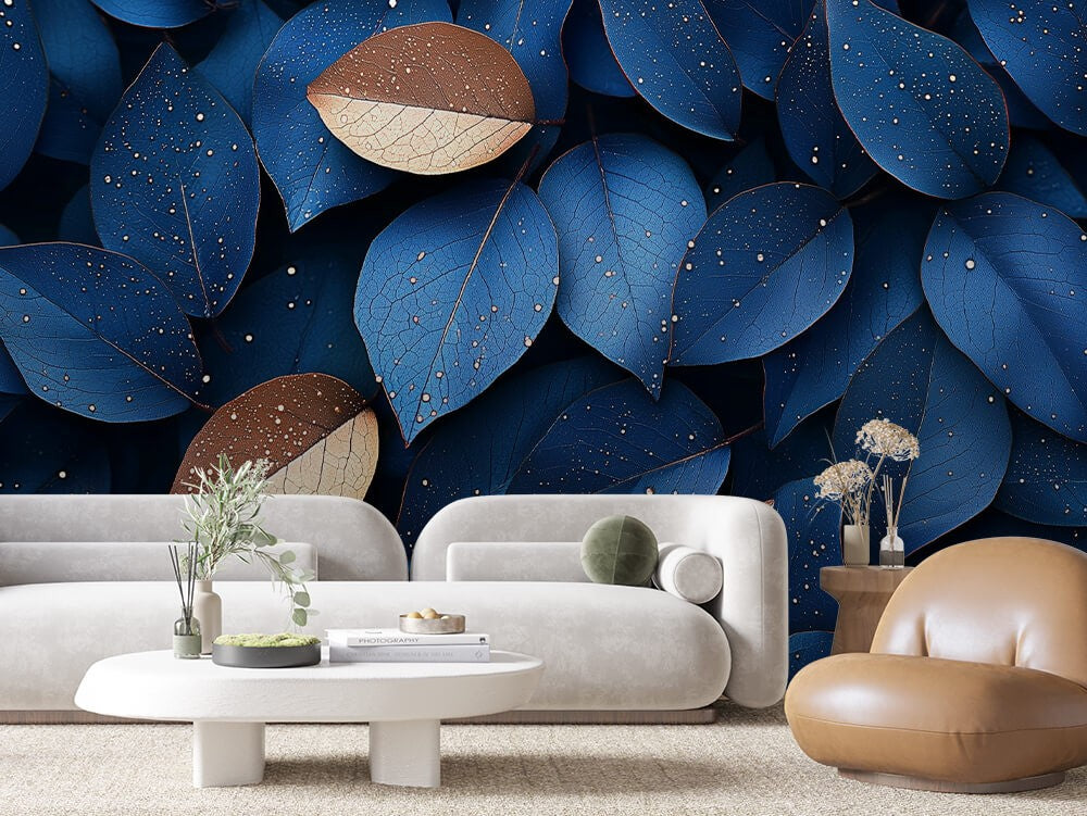Blue Leaves Gold Touch
