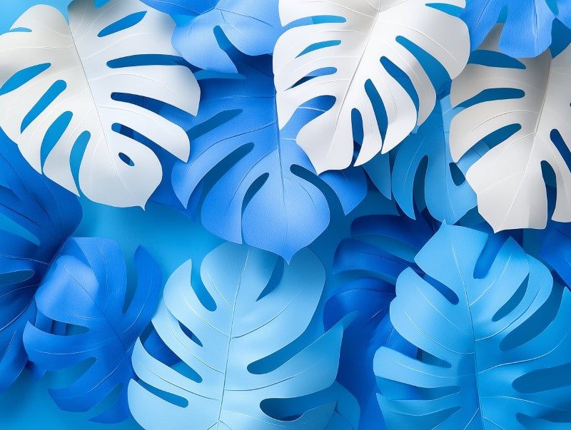 Minimal Blue Leaves Pattern