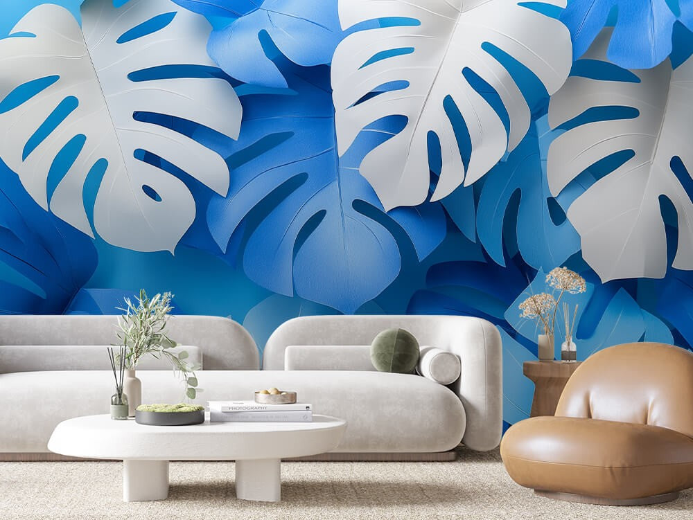 Minimal Blue Leaves Pattern